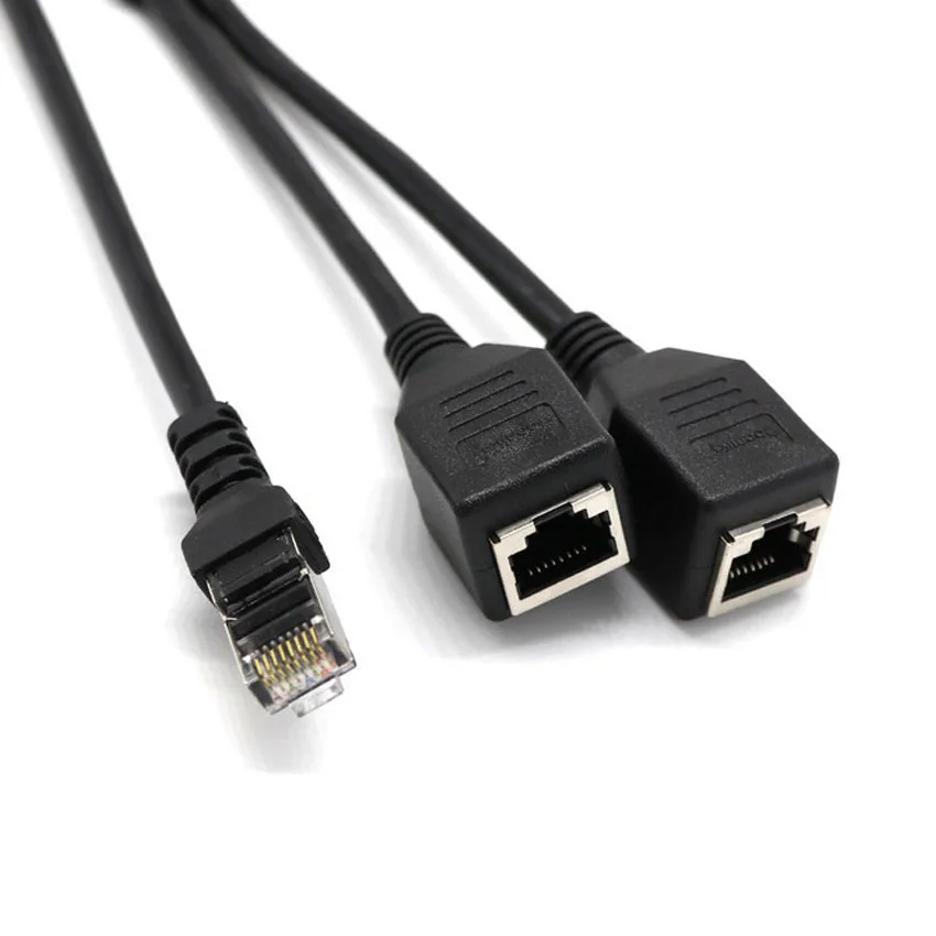 1 шт., разветвитель кабеля Ethernet RJ45, 1 штекер-2 гнезда, локальная сеть