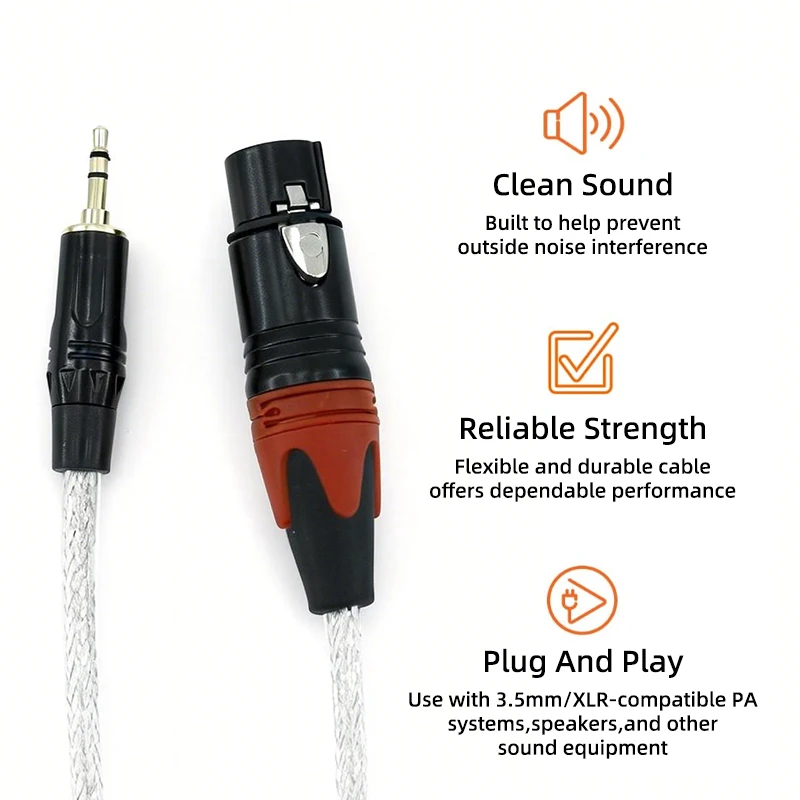 GOLLEY LION 3.5mm to XLR Female Cable Hi-Res Gold-Plated Braided Tangle-Free High-Res Plug-and-Play Multi-Device