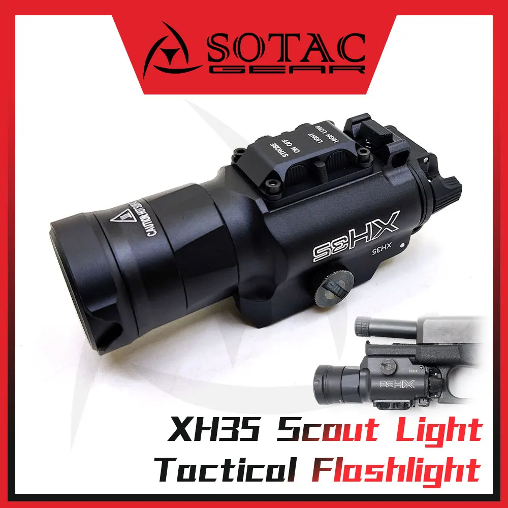 SOTAC Metal XH35 Flashlight Weapon Tactical Scout Light Fit 20mm Picatinny Rail Lanterna Torch