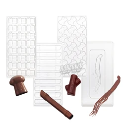 Plants and Wooden Designs Chocolate Molds Little Tree Stump Bamboo Mushroom Ginseng Polycarbonate Plastic Candy Maker DIY Baking