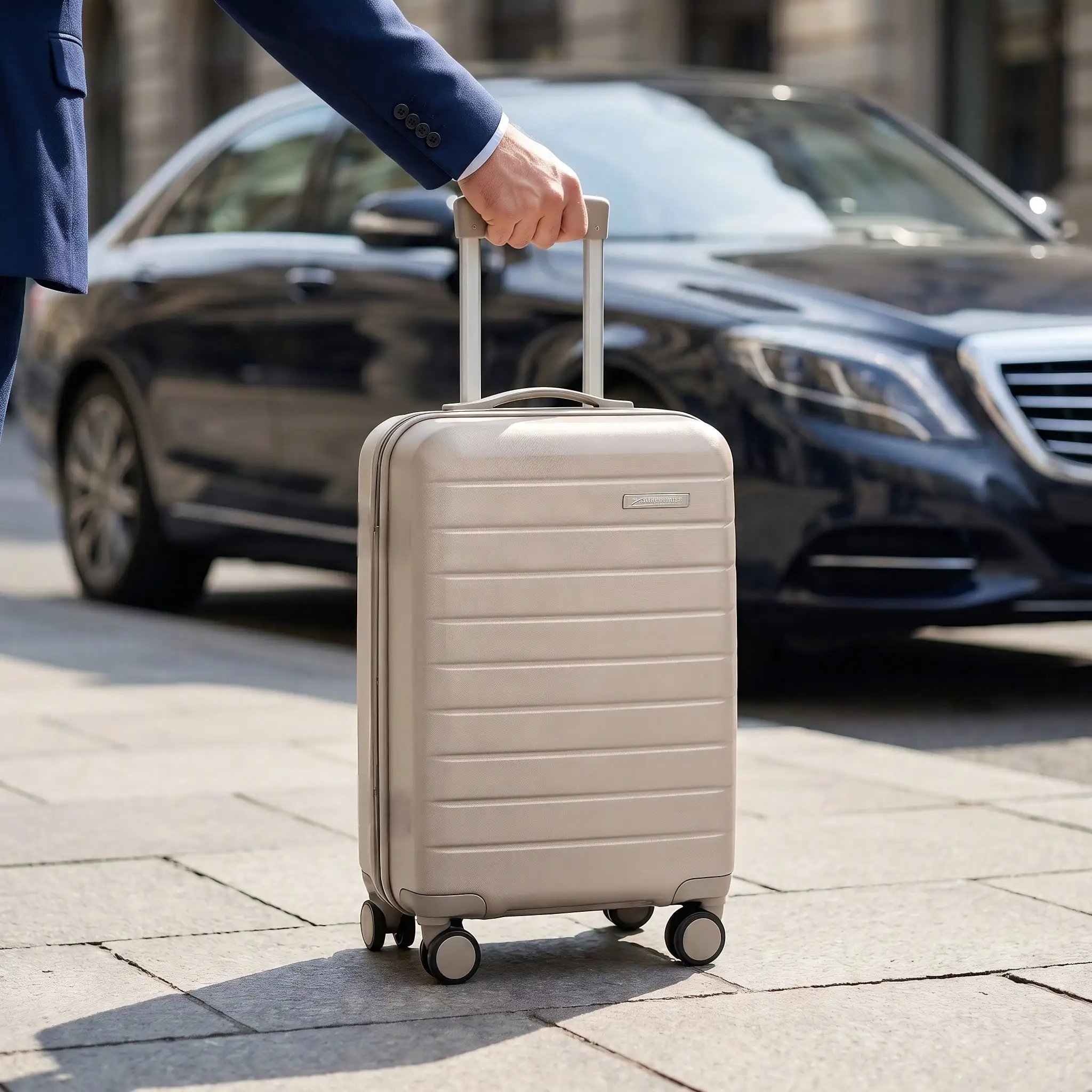 Luggage Box, PP Travel Case, 20 In, Horizontal Striped Pattern, Wear-Resistant Shell, 360° Rotatable Silent Wheels, Suitable For Business Travel.