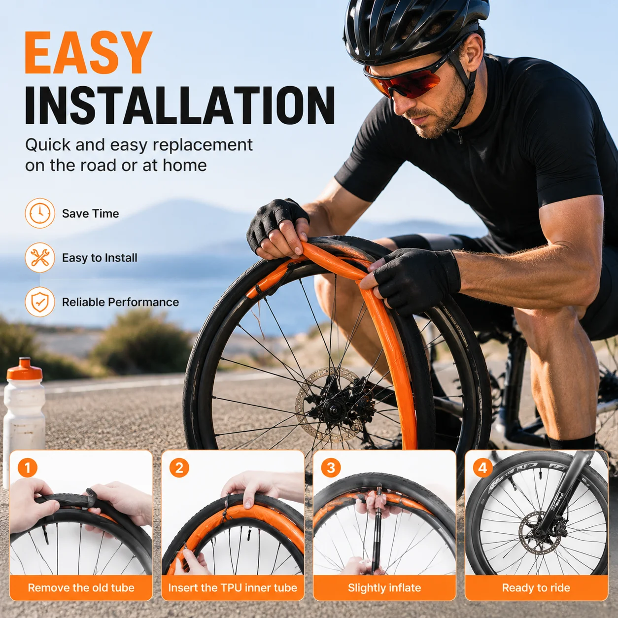 High Elasticity Compact Ultralight Bicycle Inner Tube 36g 700 X 18 25 28 32 35 38C Road Bike TPU Tube French Valve Inner Tube view 4