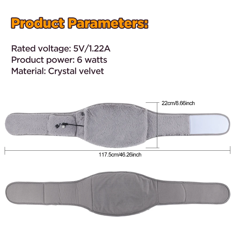 Electric Heating Abdomen Belt 3 Levels Adjustable Heated Waist Belt Uterus Hand Waist Warming Pad Women Menstrual Cramps Comfort