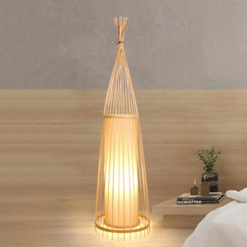 Bamboo Floor Lamp Aesthetic Art Japanese Bedroom Beside Floor Light Creative Living Room Mood Stand Lamps Home Decor Lighting