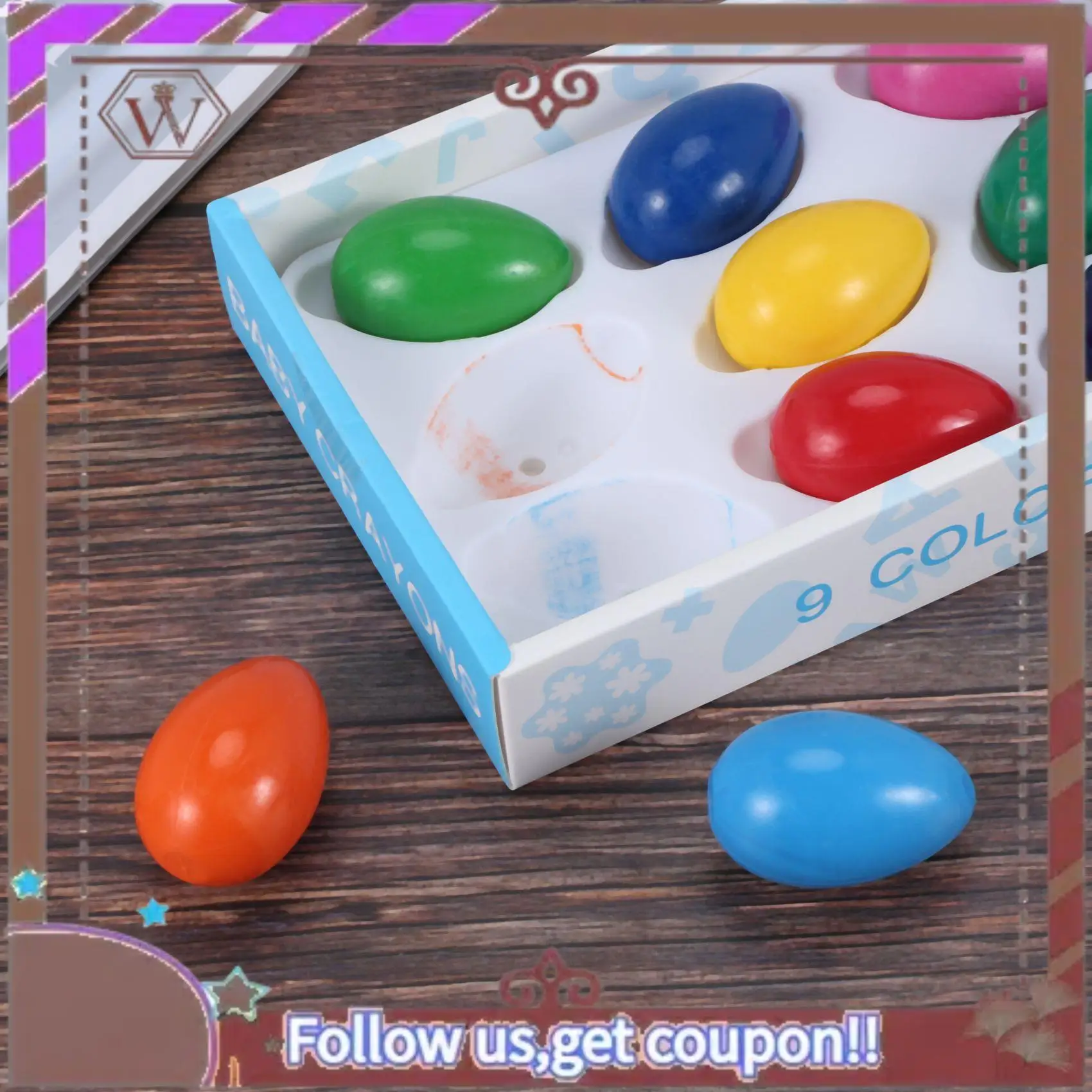 ABBG-Crayones para niños pequeños, crayones con agarre de palma para niños, crayones de 9 colores, crayones de pintura no tóxicos, palos lavables para huevos, juguete apilable