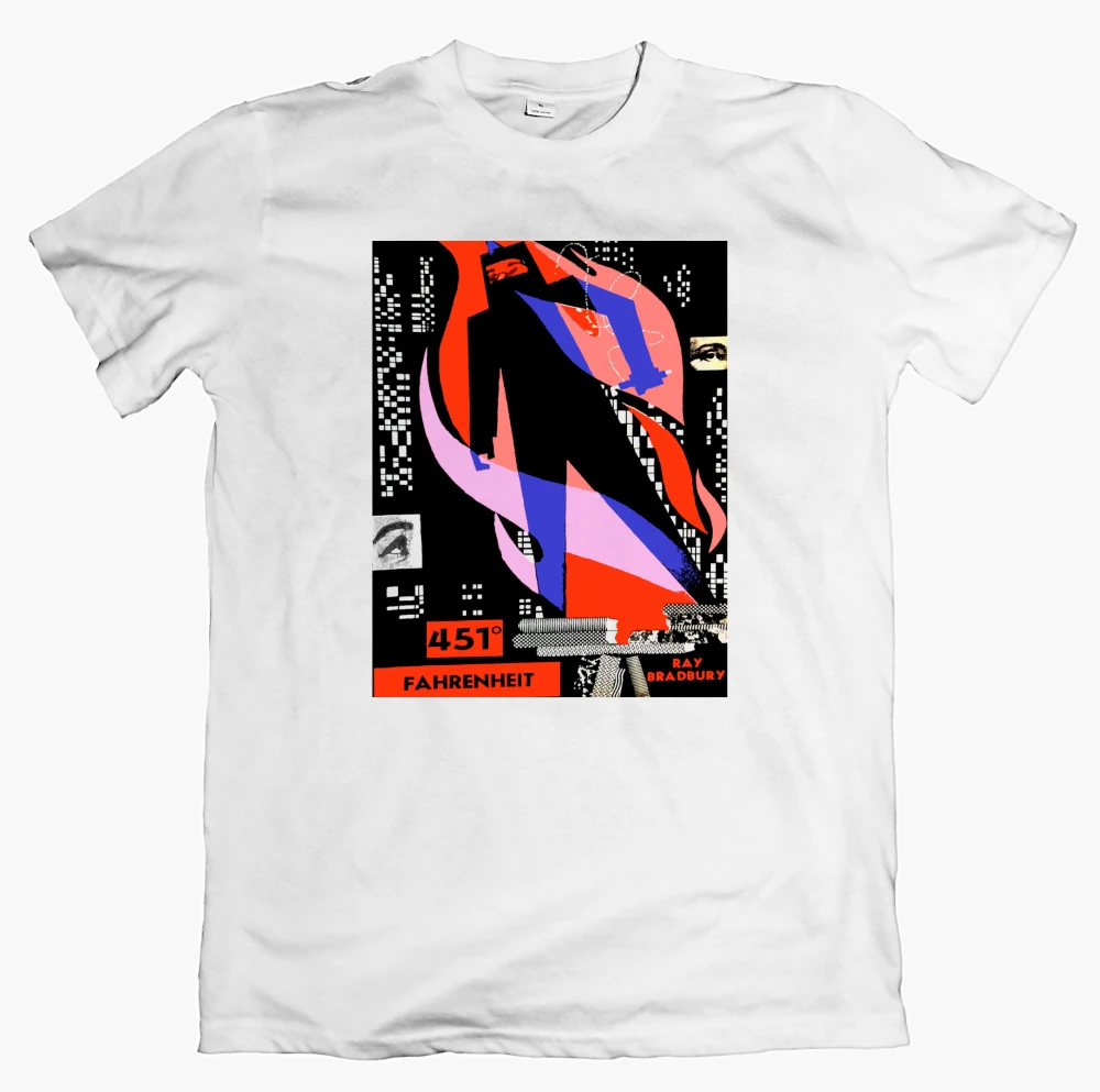 Camiseta RAY BRADBURY Fahrenheit 451, camiseta con diseño de libro distópico, camiseta con gráfico literario de ciencia ficción, camisetas de estilo Vintage Unisex para hombres