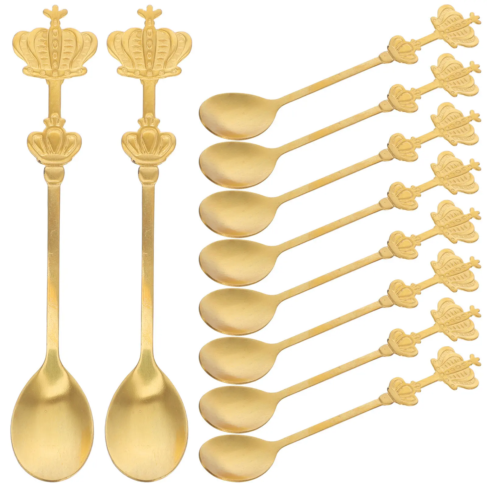 10Pcs Luxury Crown Stainless Steel Coffee Spoons Mini Stirrers for Espresso Tea Desserts Ice Cream Hot Cocoa Small Serving