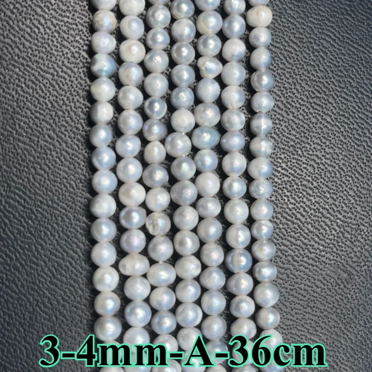 

3-4mm A High-Luster Natural Freshwater Pearl Near Round Gray Spacer Loose Bead Jewelry Make DIY Necklace Bracelet Women Wedding