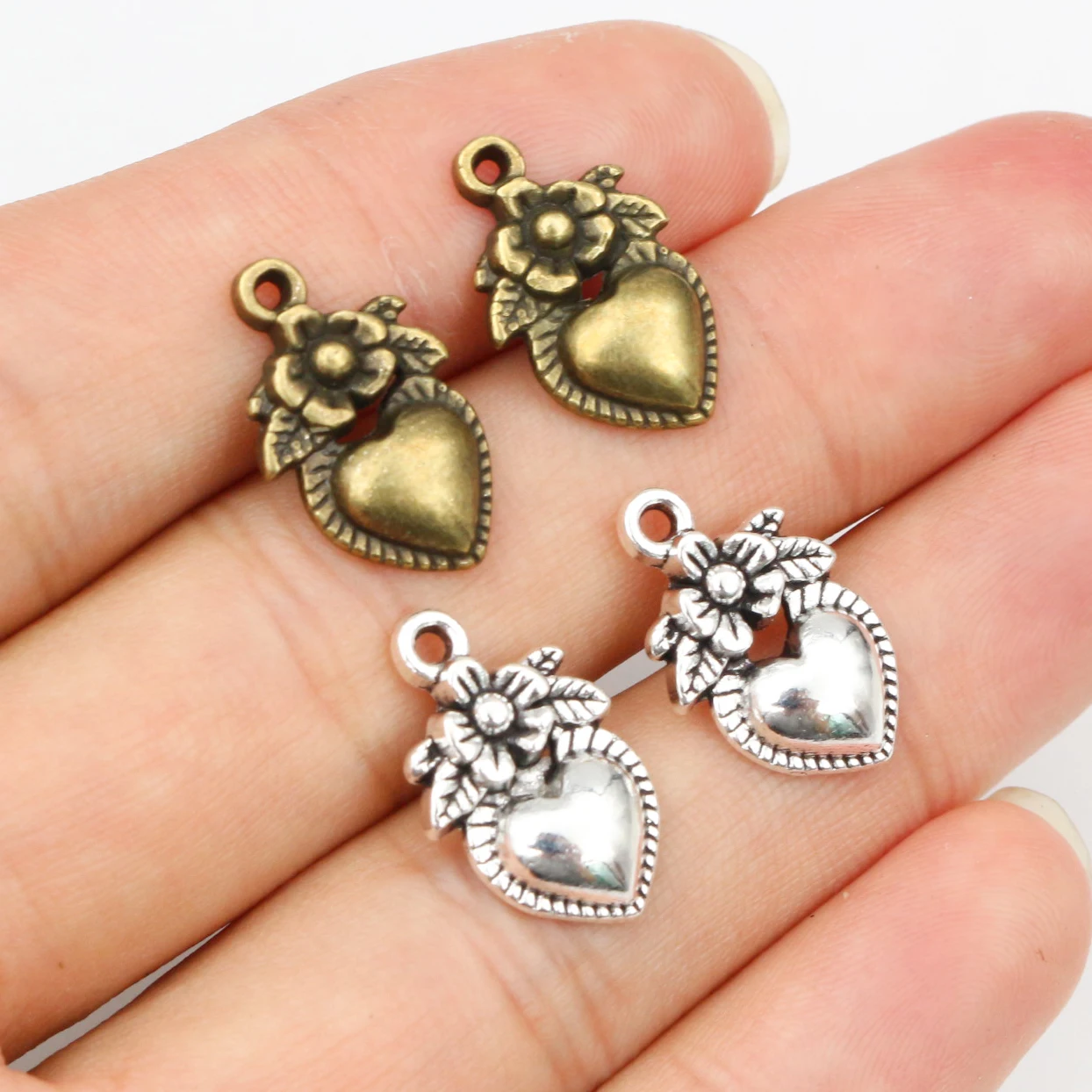 20pcs 18x11mm Antique Silver Plated and Bronze Plated Heart Handmade Charms Pendant:DIY for bracelet necklace