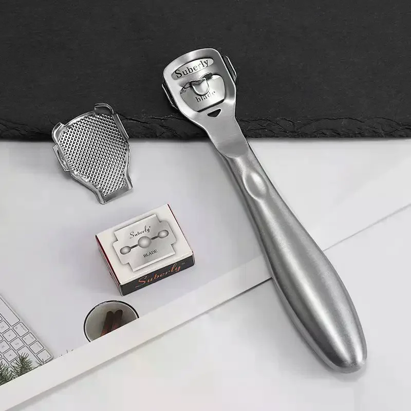 1 Set Stainless Steel Foot Callus Shaver 10 Replacement Blades Extra File Head Pedicure Removing Dead Skin Calluses Smooth
