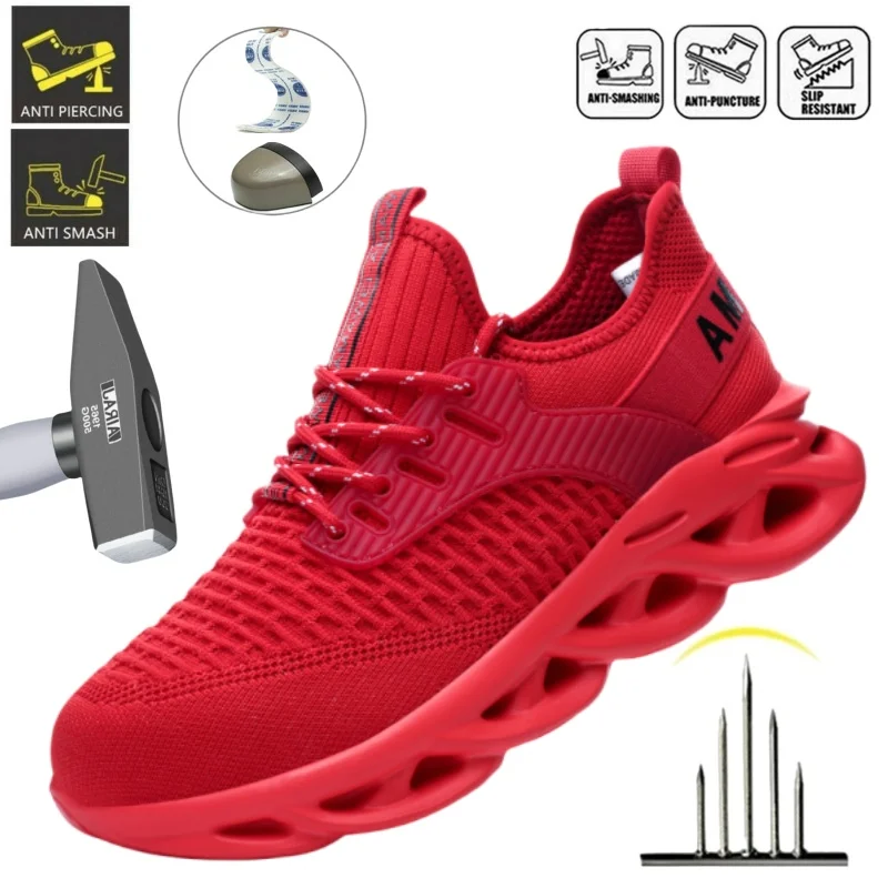 

Неразрушимые рабочие ботинки, мужская защитная обувь со стальным носком, устойчивые к проколам, нескользящие парные кроссовки для мужчин, кроссовки с кевларовой стелькой