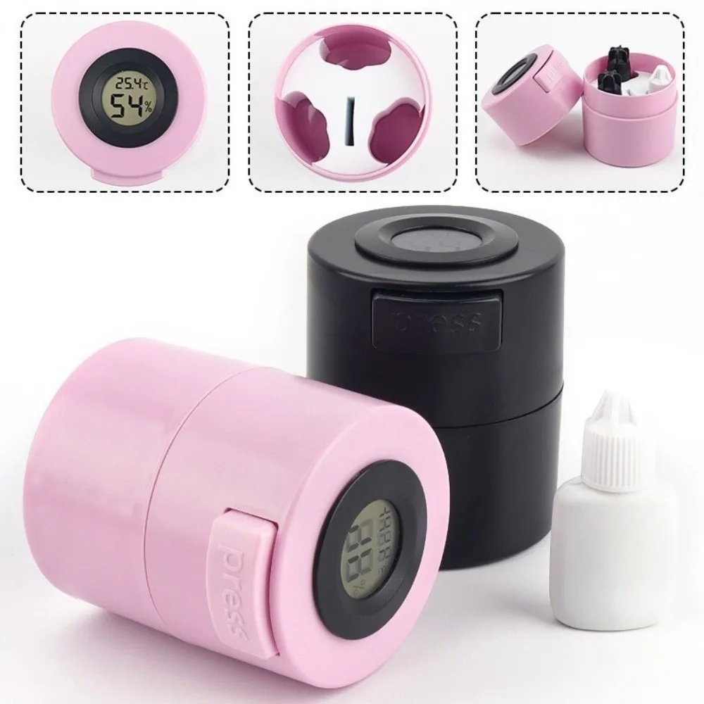 1pcs Temperature Humidity Digital Display Eyelash Glue Storage Tank Leak-proof Plastic Lashes Adhesive Jar Adhesive Container