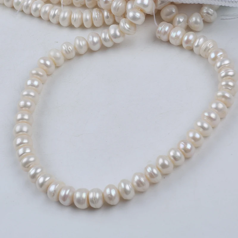 10-11mm A Natural White Loose Beads Freshwater Button Pearl Beads Strands