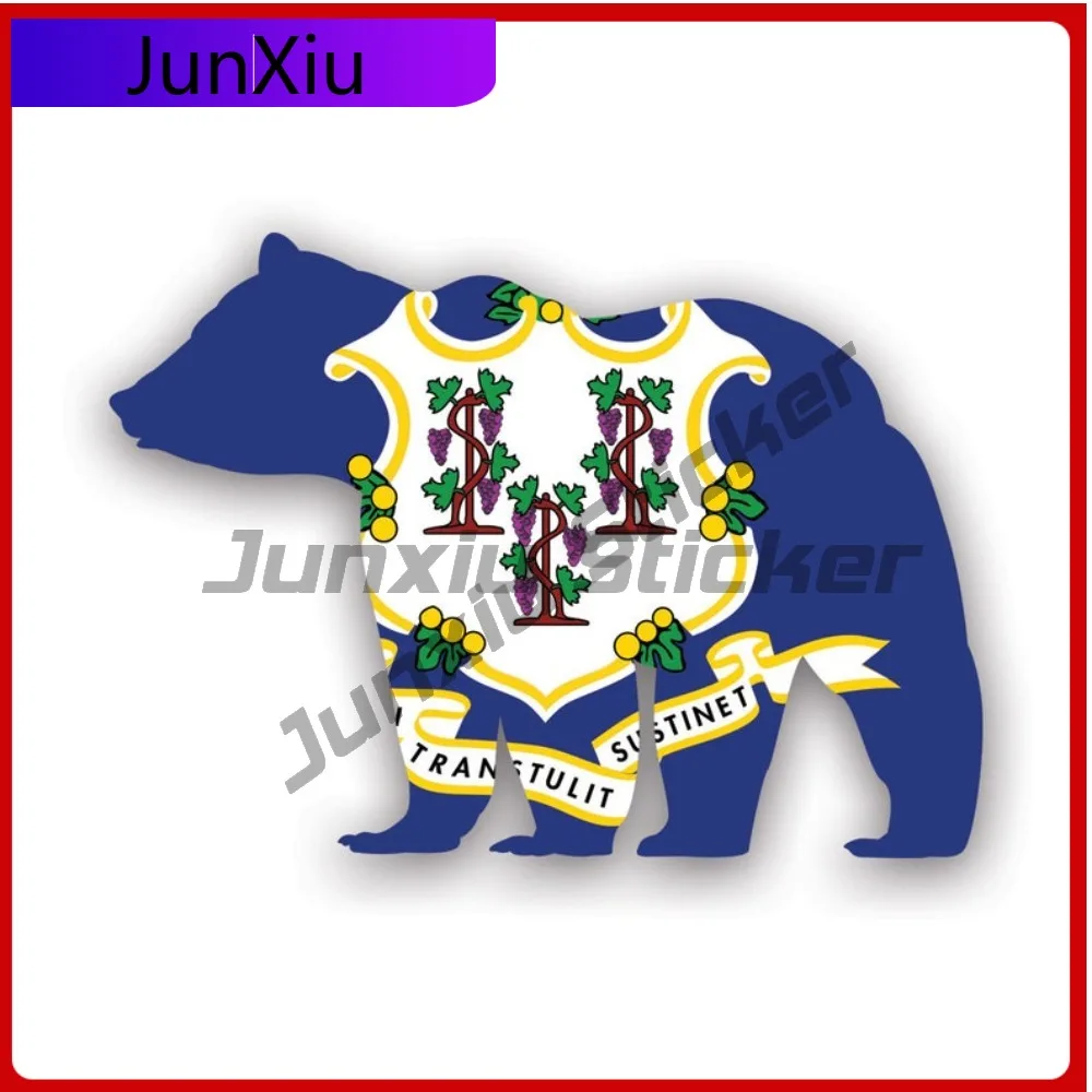 

Connecticut Bear Flag Sticker Waterproof Outdoor Cool Car Waterproof Vinyl Decal For Mobile Phones Sticker Decor Fun Outdoor Hig