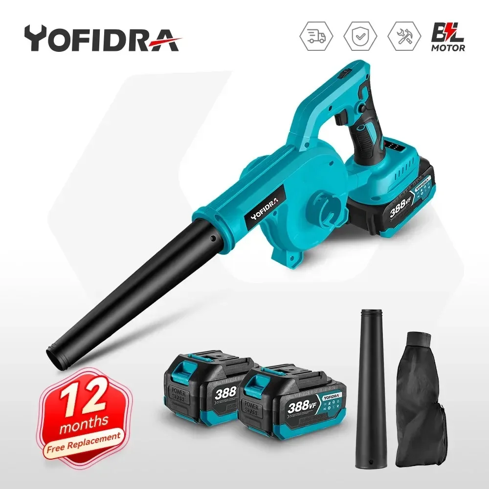 Yofidra Brushless Electric Blower 6 Gears Cordless Efficient Leaf Snow Dust Blowing Cleaning Power Tools For Makita 18V Battery