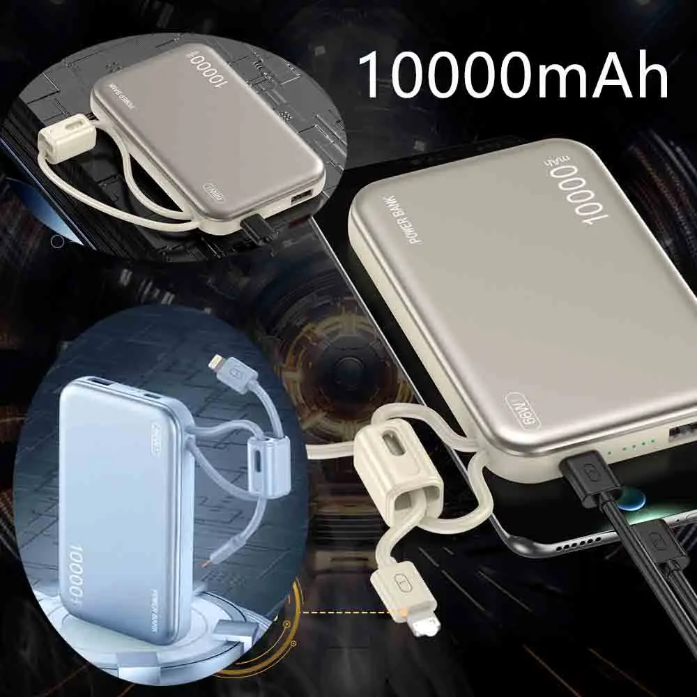 باور بانك CCC 3C بقوة 10000 مللي أمبير في الساعة مع كابل من النوع C بقدرة 66 وات شحن سريع وبطارية خارجية مزود طاقة متنقل لهاتف iPhone Samsun