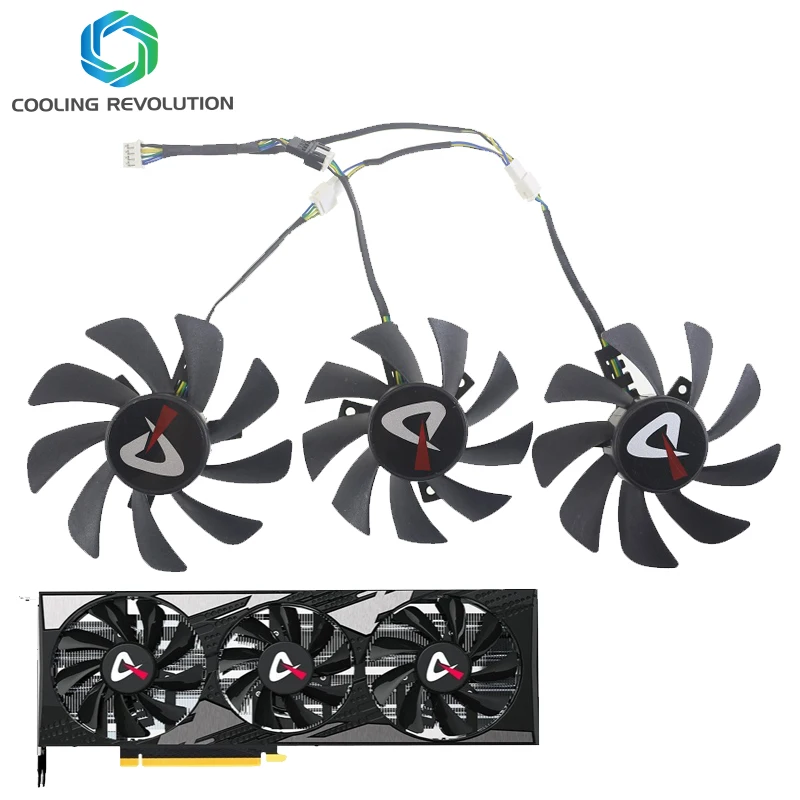 

Graphics card fan CF9015H12S DC12V 0.40A 4Pin for AX Gaming GEFORCE RTX 3060 X3 LHR