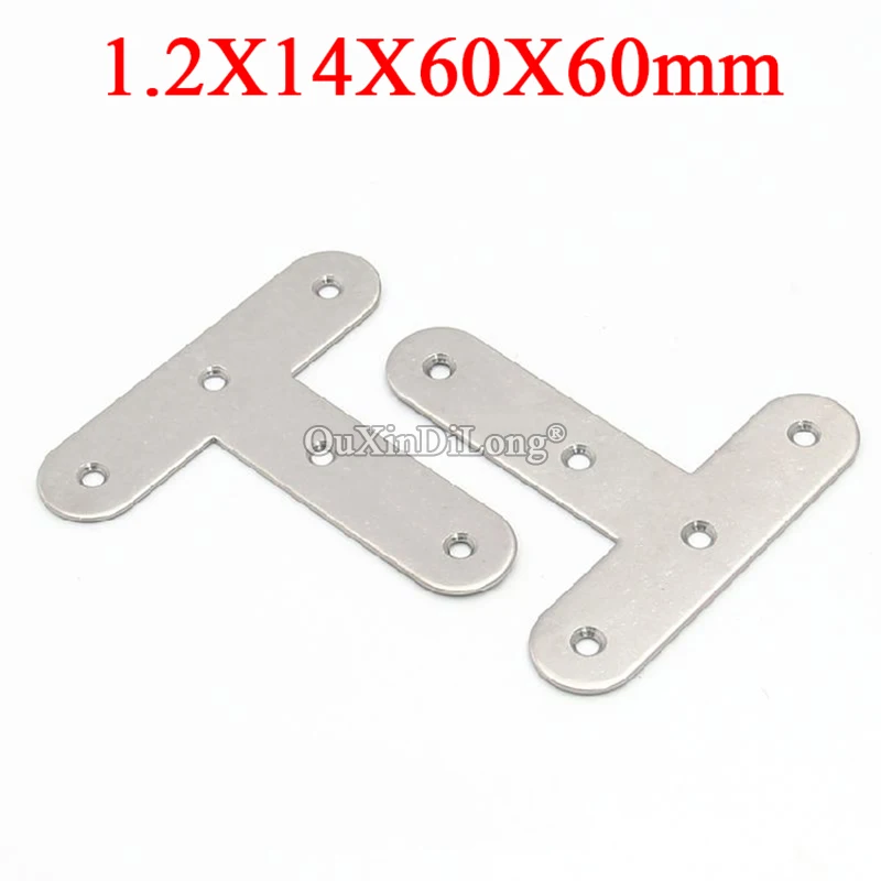 HOT 100PCS 304 Stainless Steel Corner Braces 14X60X60mm T Shape Connecting Fittings Frame Board Furniture Joint Brackets