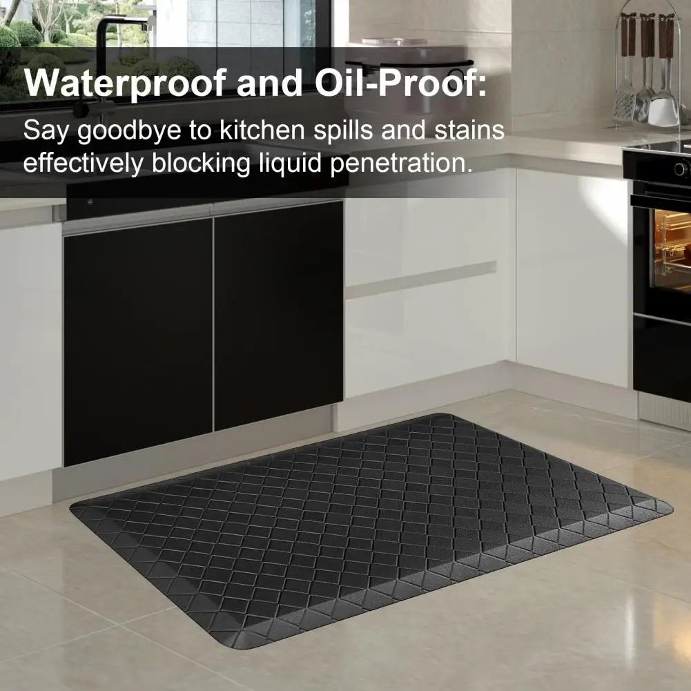 Slip-resistant Cooking Accessory Easy to Clean Kitchen Rug Anti-fatigue Faux Leather Kitchen Mat with Cushioned for Easy