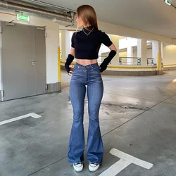 Streetwear Y2k Jeans a vita alta autunno abbigliamento Vintage Jeans Skinny moda donna Casual Jean Femme mamma pantaloni a gamba larga