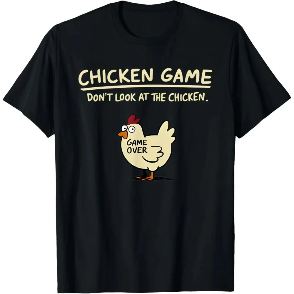 Women's Casual T-Shirt Chicken Game Don't Look At The Chicken Funny Chicken Round Neck Short Sleeves Classic Playful Design