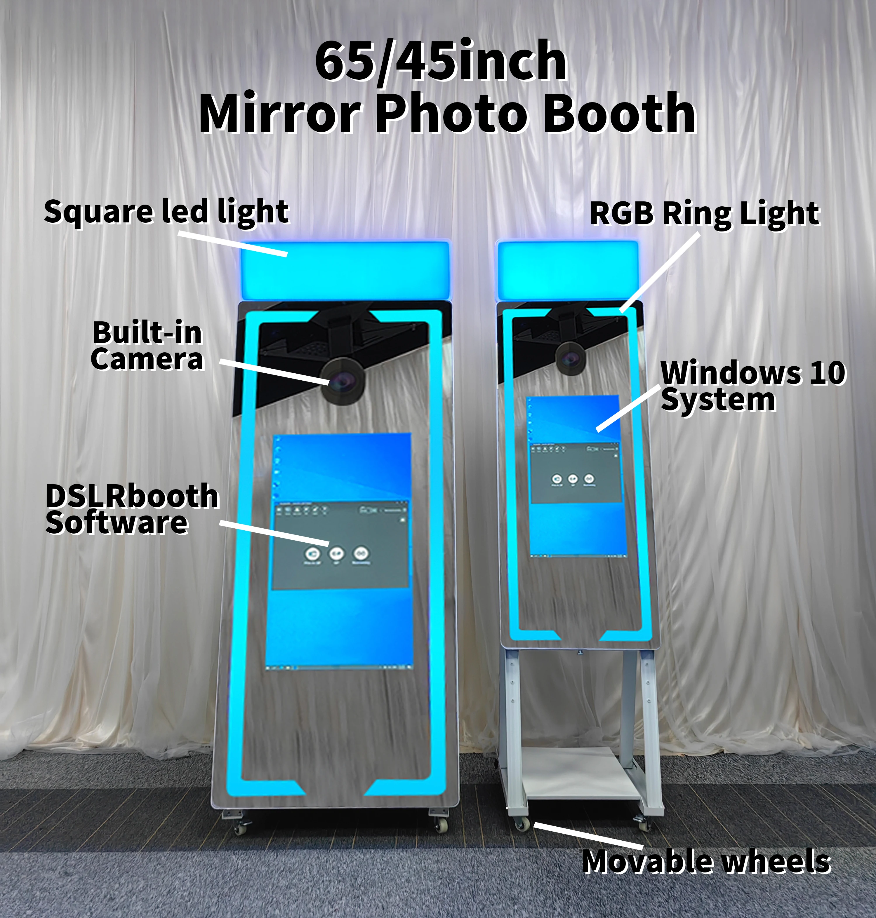 ZJW, productos personalizados de alta calidad, 70 pulgadas, espejo mágico interactivo de Metal, fotomatón, herramienta de disparo para Selfie empaquetado en