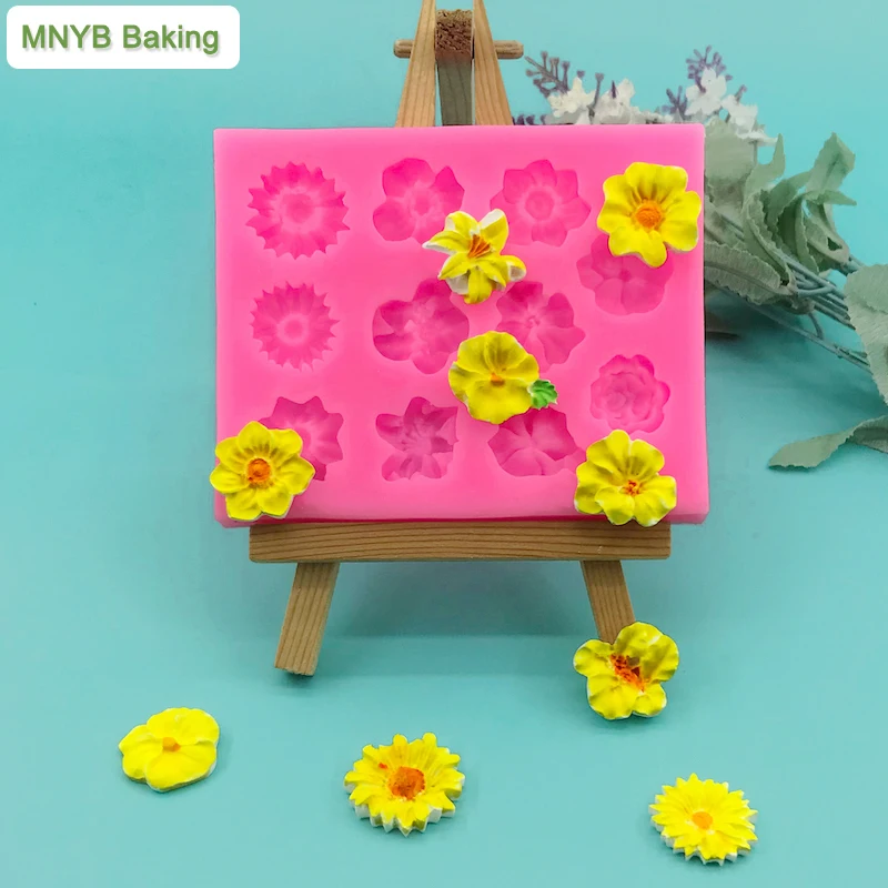 Small Wild Flower Silicone Mould Daisy Fondant Chocolate Making Tool Cake Dessert Decoration Baking Jelly Candy Mold