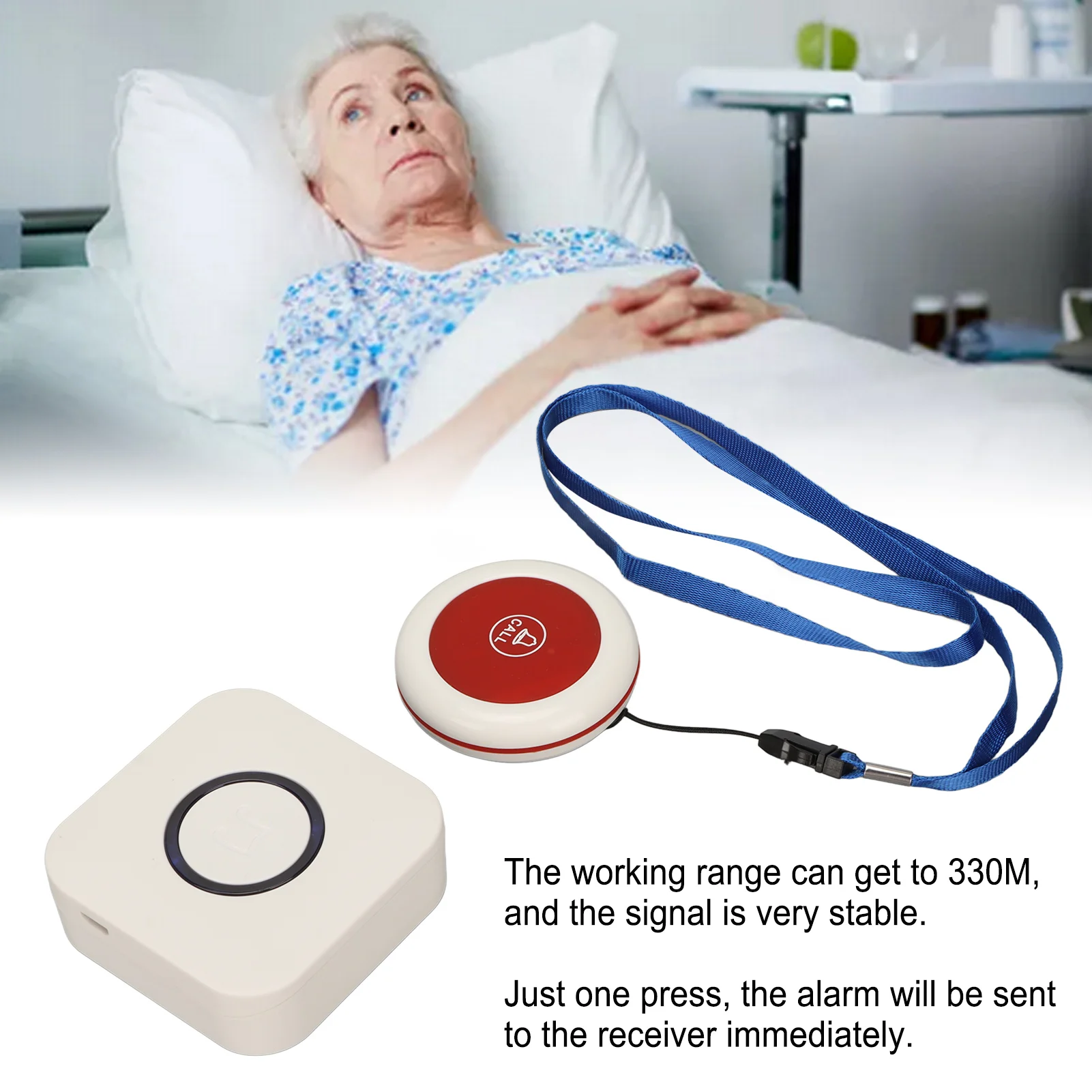 Caregiver Pager Alert Button 433MHZ Wireless Nurse Call System Alert Button Long Distant for Home Hospital Security