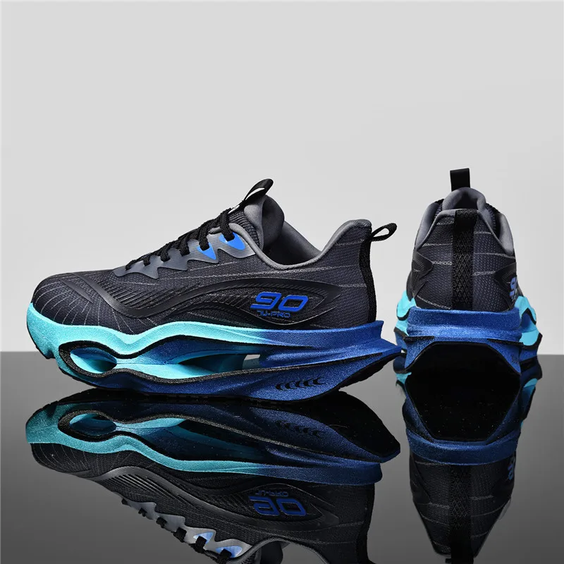 Herren-Freizeitsportschuhe, trendige, dämpfende Laufschuhe mit dicker Sohle, atmungsaktive, leichte Sportschuhe aus Mesh-Material, Laufschuhe mit hoher Dämpfung und weicher Sohle, rutschfest und abriebfest, für Jugendliche und Studenten. – Detail 8