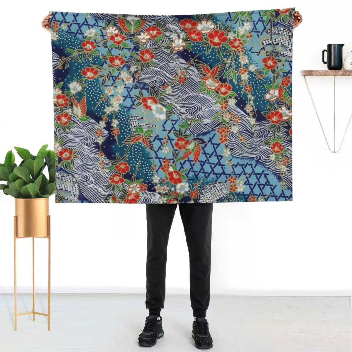 Japanese River Throw Blanket Sofas Shaggy Sofa Throw Decoratives Quilt halloween Blankets