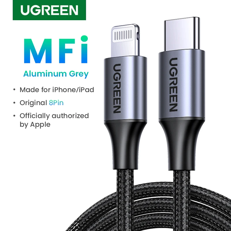 

UGREEN MFi USB Type C to Lightning Cable for Apple iPhone 14 13 12 11 iPad Pro PD Fast Charging Braided Cable Short 25cm Long 2m
