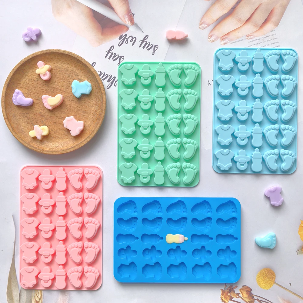 25 Hole Chocolate Baking Silicone Mold DIY Nipple Bottle Clothing Foot Candy Biscuit Mold Suitable for Cake Decoration Mold