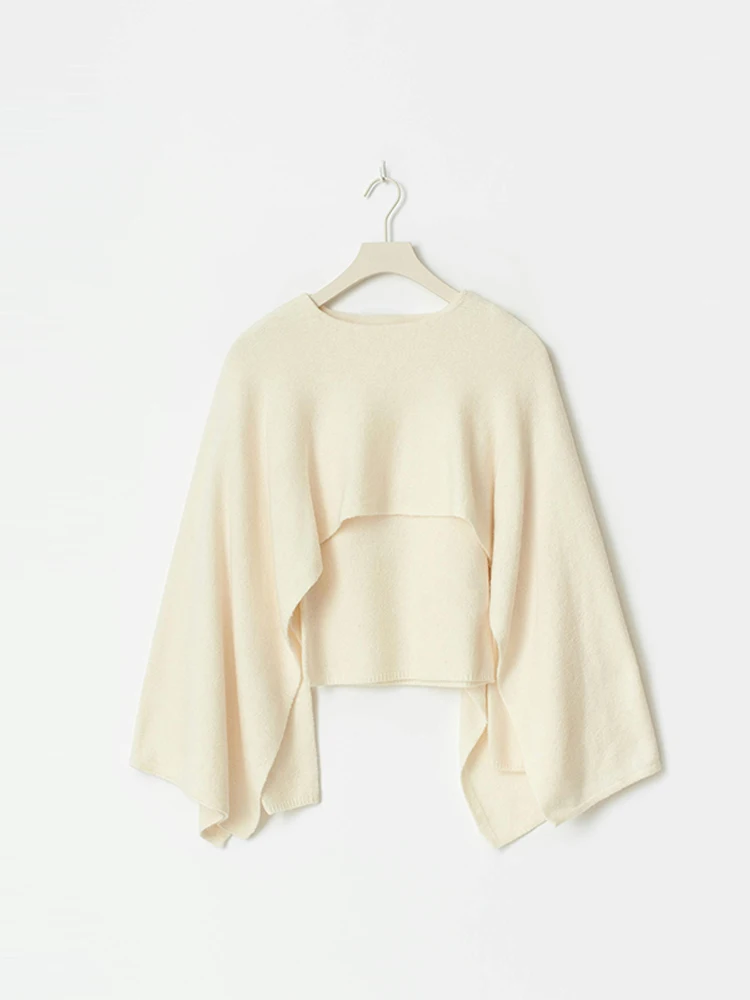 Elegant Autumn Winter Solid Knit Shawl Sweater Vintage O Neck Slim Fit Cape Soft Pullover 2025 New Lady Casual Streetwears