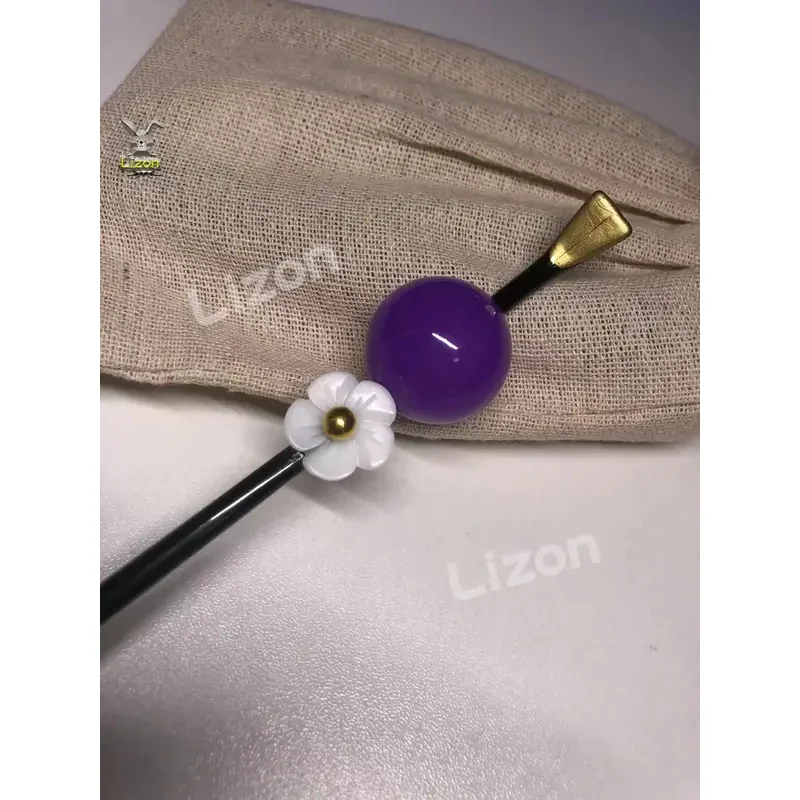 DY20Takerlama Tamayo Cosplay épingle à cheveux démon Slayer Kimetsu No Yaiba violet perle fleur épingles à cheveux japonais Kimono bijoux accessoire