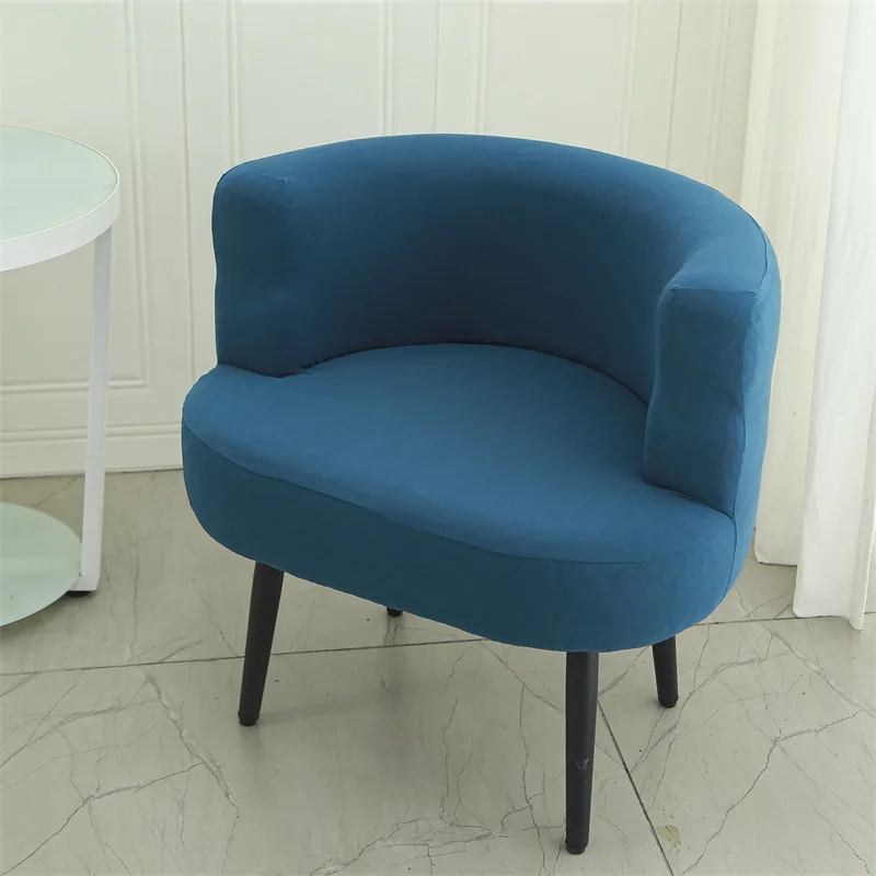 Half Round Chair Cover Elastic Fully Wrapped Curved Backrest Integrated Semicircle Stool Cover Home Dining Chairs Slipcovers