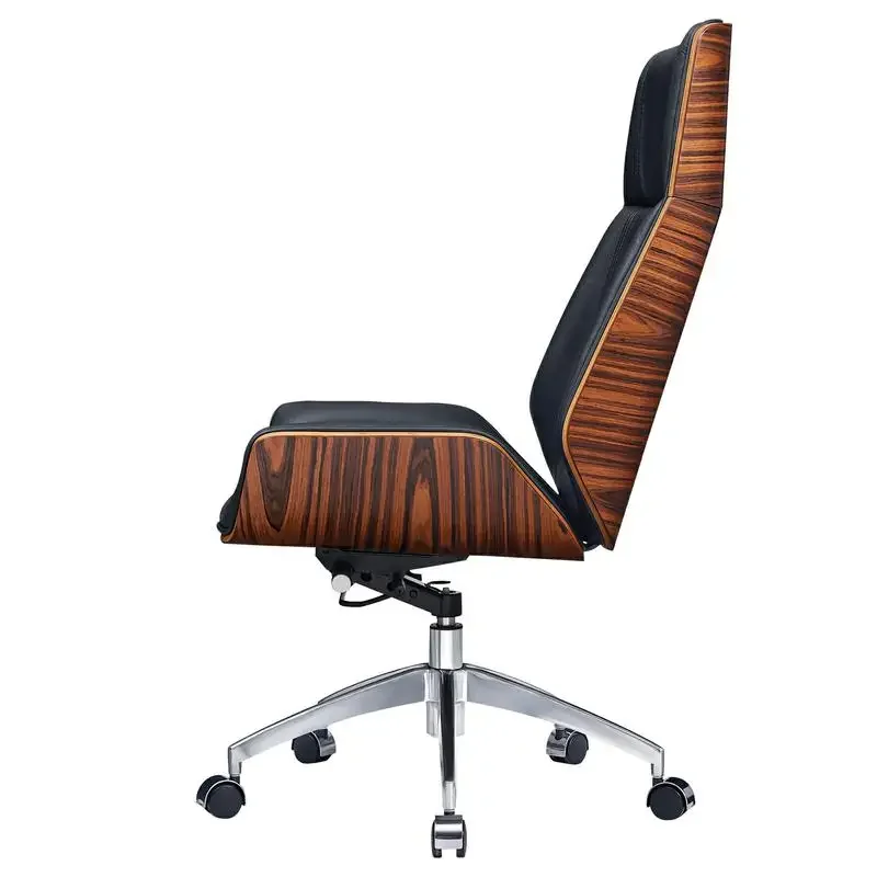 Sale]Middle Century Height Back Genuine Leather Office Chair Lifting Swivel Boss Chair