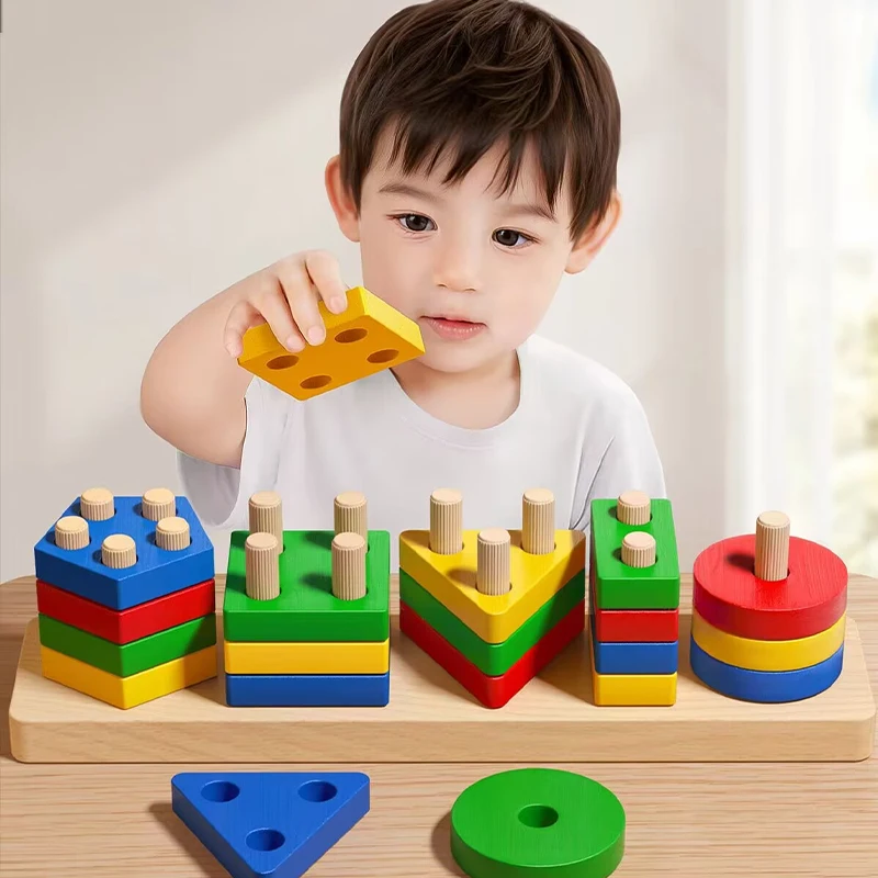 Montessori mainan pengembangan bayi mainan pengembangan anak 1 2 3 tahun kayu permainan Puzzle pendidikan mengembangkan anak-anak