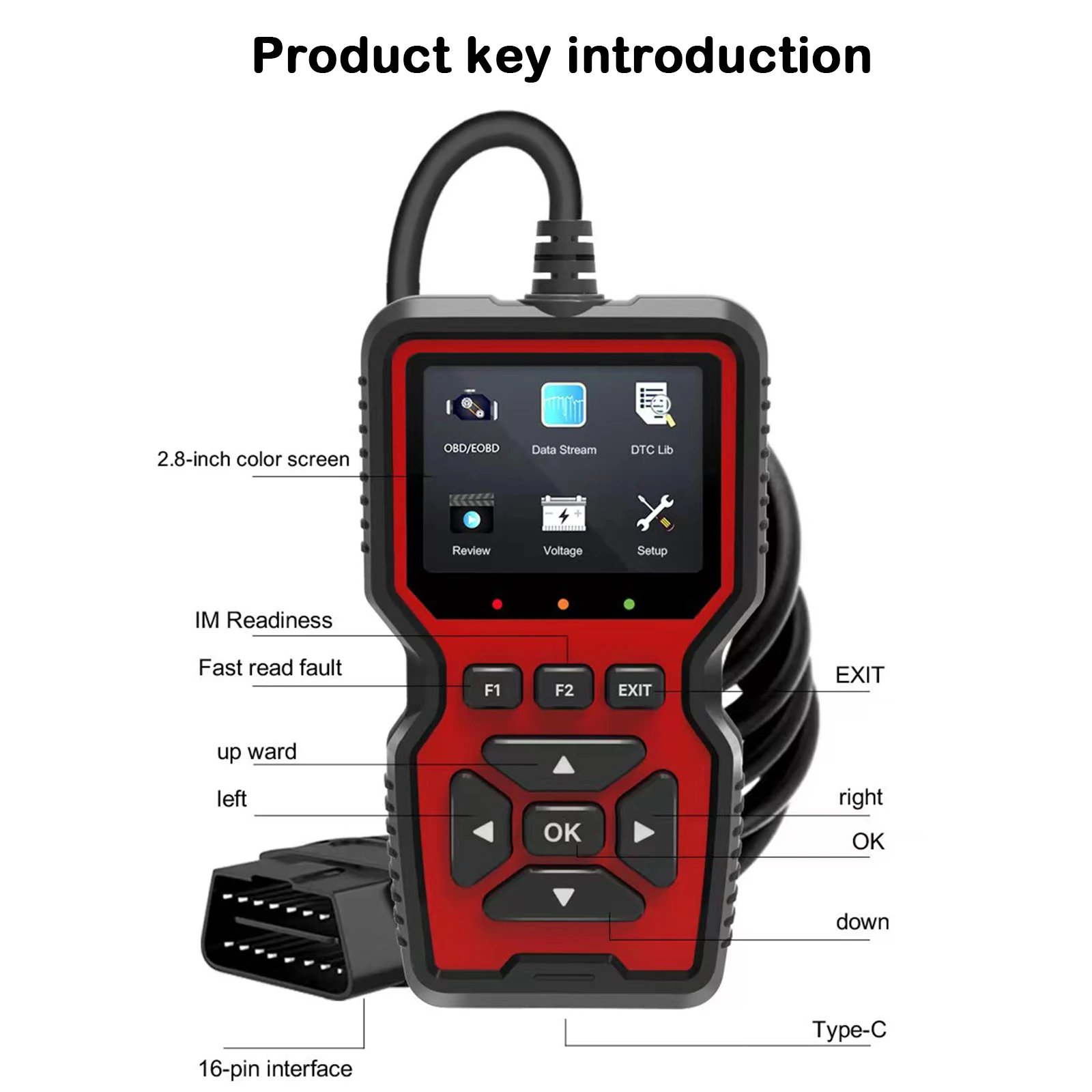 Car Fault Detector V519 Obd2 Scanner Fault Diagnosis Tester Engine System Diagnostic Tool Code Reader