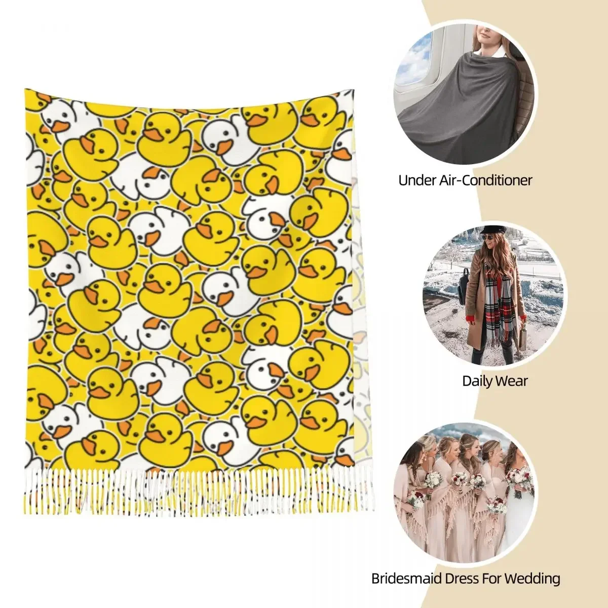 Bufanda de dibujos animados de pato bonito para mujer, chal Pashmina de invierno y otoño, chal grande de Animal para uso diario