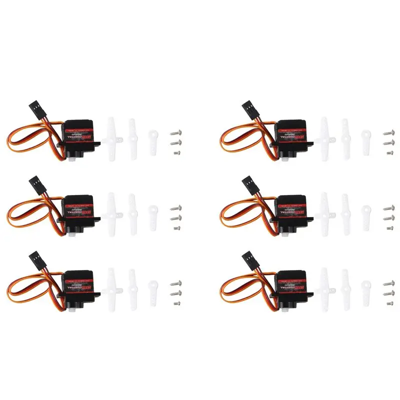 FBIL-6PCS/Lot Servo 9G Digital Servo Motor High Speed Steering RC Servo Plastic Gear Servo For 1/16 1/18 1/24 RC Car Boat