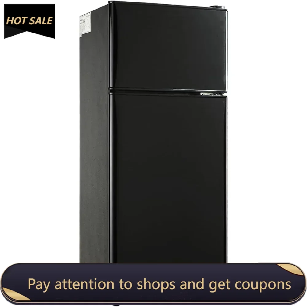 

Compact Refrigerator Double Door Mini Fridge with Freezer, 3.5 CU FT Mini Refrigerator with 7 Level Adjustable Thermostat, Black