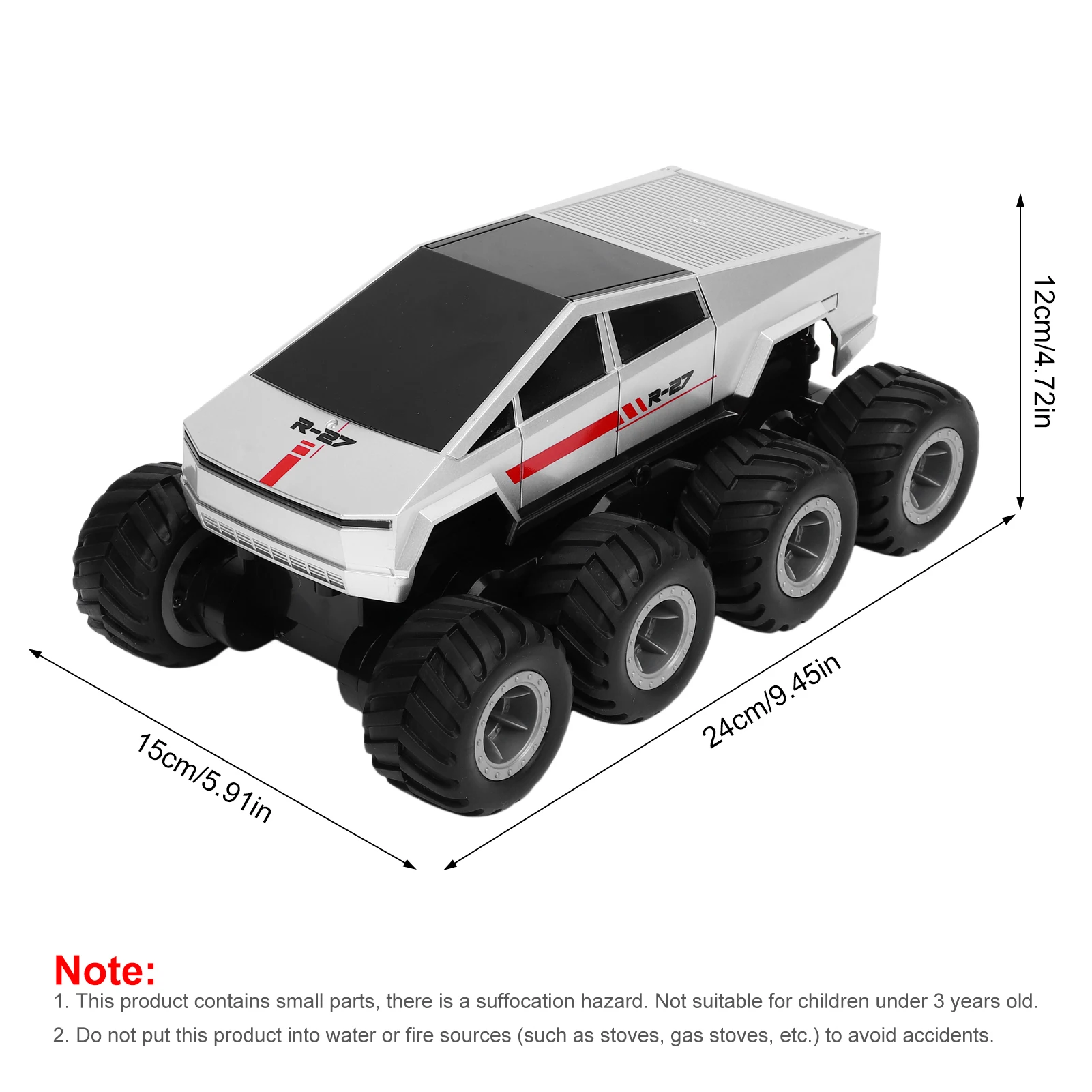 Camion RC 2.4G, auto telecomandata per bambini, giocattolo per tutti i terreni con acqua e terra, 360 °   Veicolo fuoristrada rotante 8WD, giocattolo anfibio RC