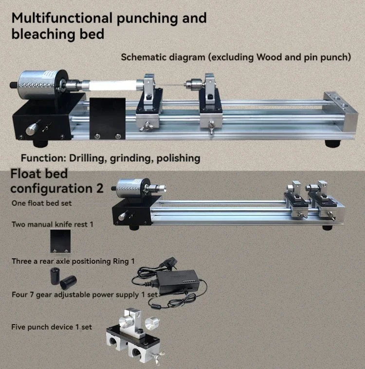 Upgraded DIY Multifunctional Mini Simple Drilling Painting Grinding and Polishing Guide Rail Drilling Forward and Reverse Lathe