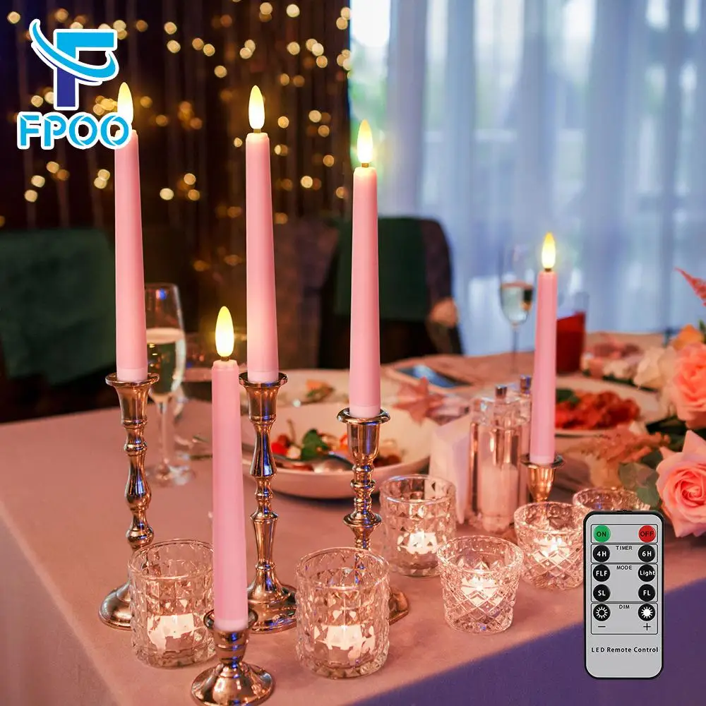 Luz de vela LED con temporizador remoto, llamas parpadeantes, funciona con pilas, vela de mesa, Día de San Valentín, decoración de boda, vela de