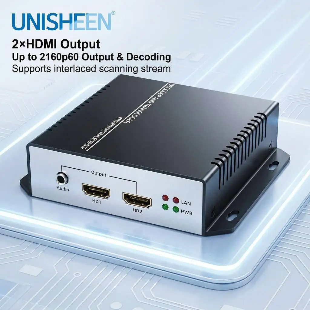 High Performance Dual HDMI 4K UHD H.265 Stream Video Decoder With Low Latency UTP Protocol for Professional Broadcasts