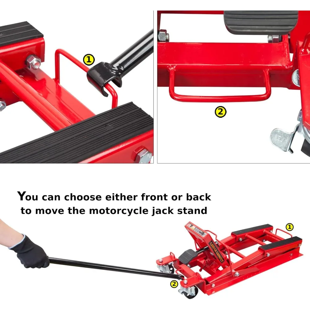 ATVおよびダートバイク用の1500ポンド容量の油圧式バイクリフトジャッキ