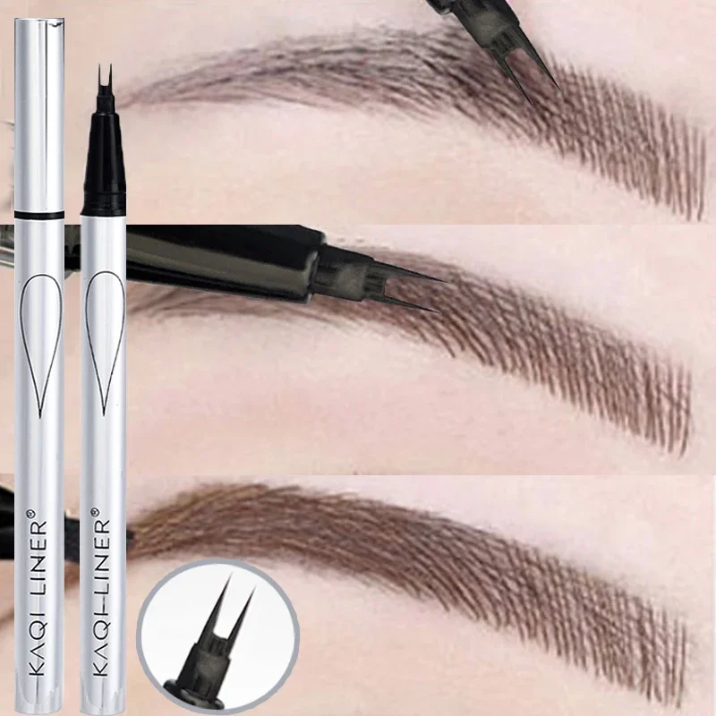 0.01MM Ultra Thin Head 2 Forks Liquid Eyebrow Pencil Sweat-Proof Non-Fading Black Brown Eyeliner Lower Eyelash Pen Korean Makeup