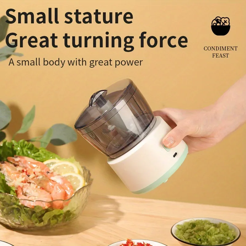 Electric Garlic Masher Crusher 350ml Mini Kitchen Food Chopper USB Charging Cooking Machine Detachable Automatic Kitchen Gadgets