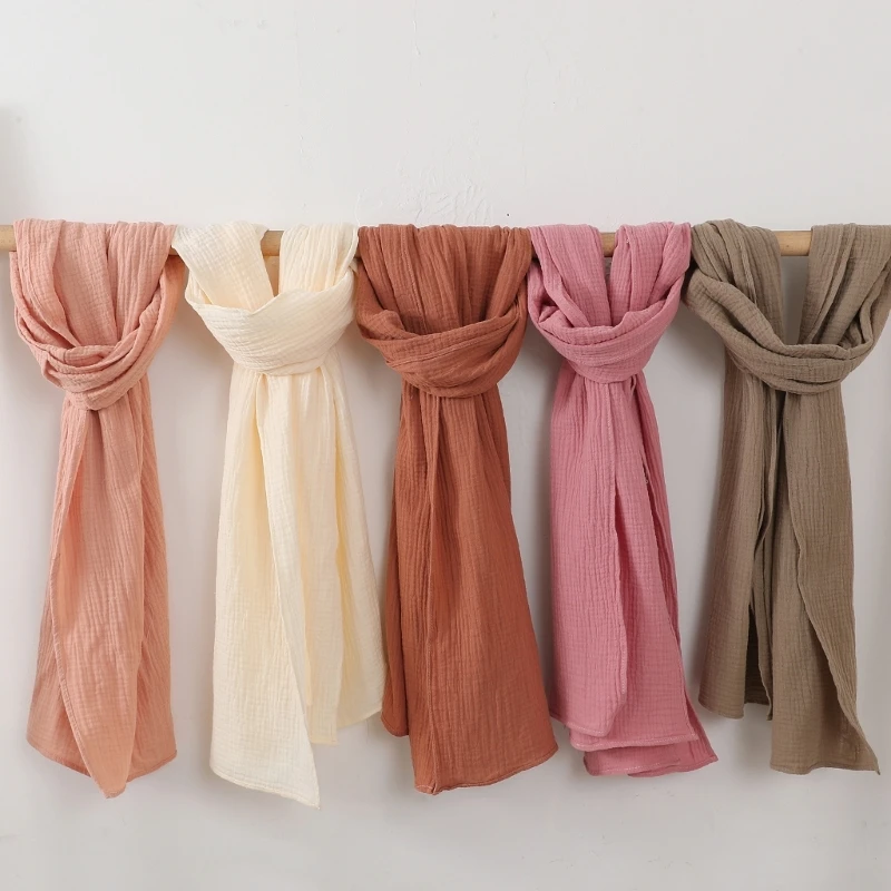 65x180cm Solid Color Muslin Scarf Headscarf Multifunctional Nursing Cover Soft