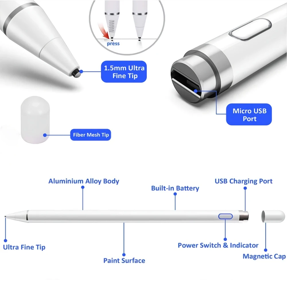 Universeel Potlood Voor Ipad Iphone Samsung Xiaomi Huawei Tablet Mobiele Telefoon Met Draadloze Koppeling Magnetische Zuigpen